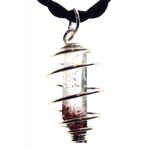 Harlequin Quartz Gemstone Spiral Pendant